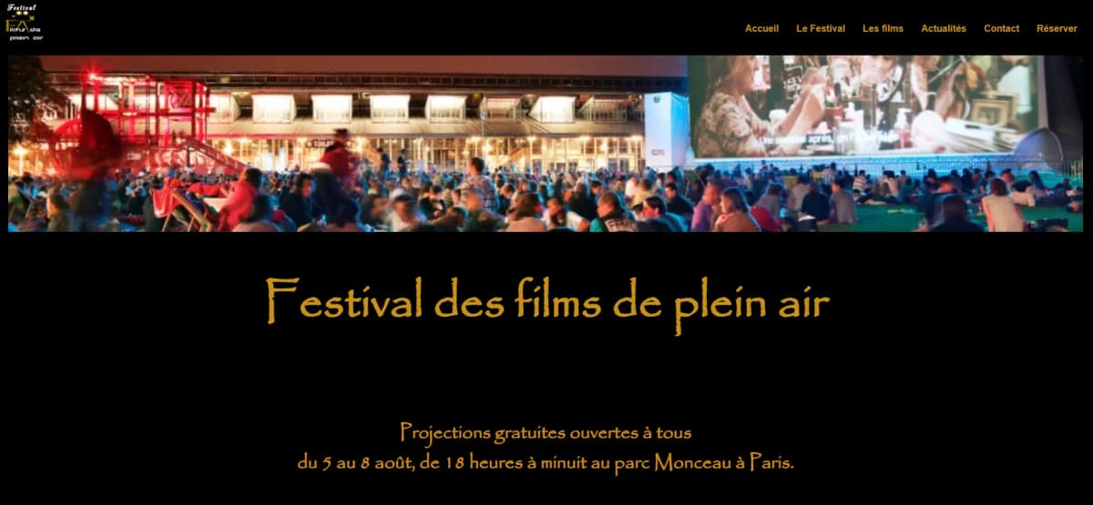 Site web pour un festival de films en plein air